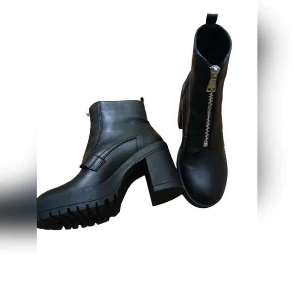 ASOS Miss Selfridge NWOB Black Zipper Punk Steam Grunge Indie Rock Boots 6 UK 4 - Picture 2 of 16